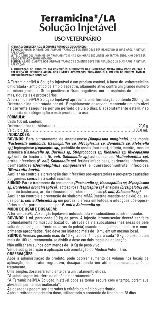 Terramicina® LA – Oxitetraciclina Injetável de Longa Ação
