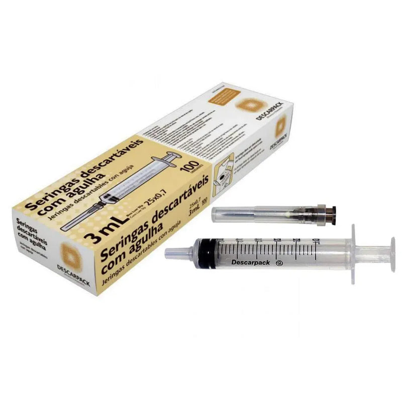 Seringas Descartáveis com Agulha – 3 mL / 5 mL / 10 mL / 20 mL
